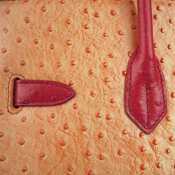 Replica Hermes Birkin 30CM Ostrich Veins Leather Bag Red/Orange/Green 6088 On Sale
